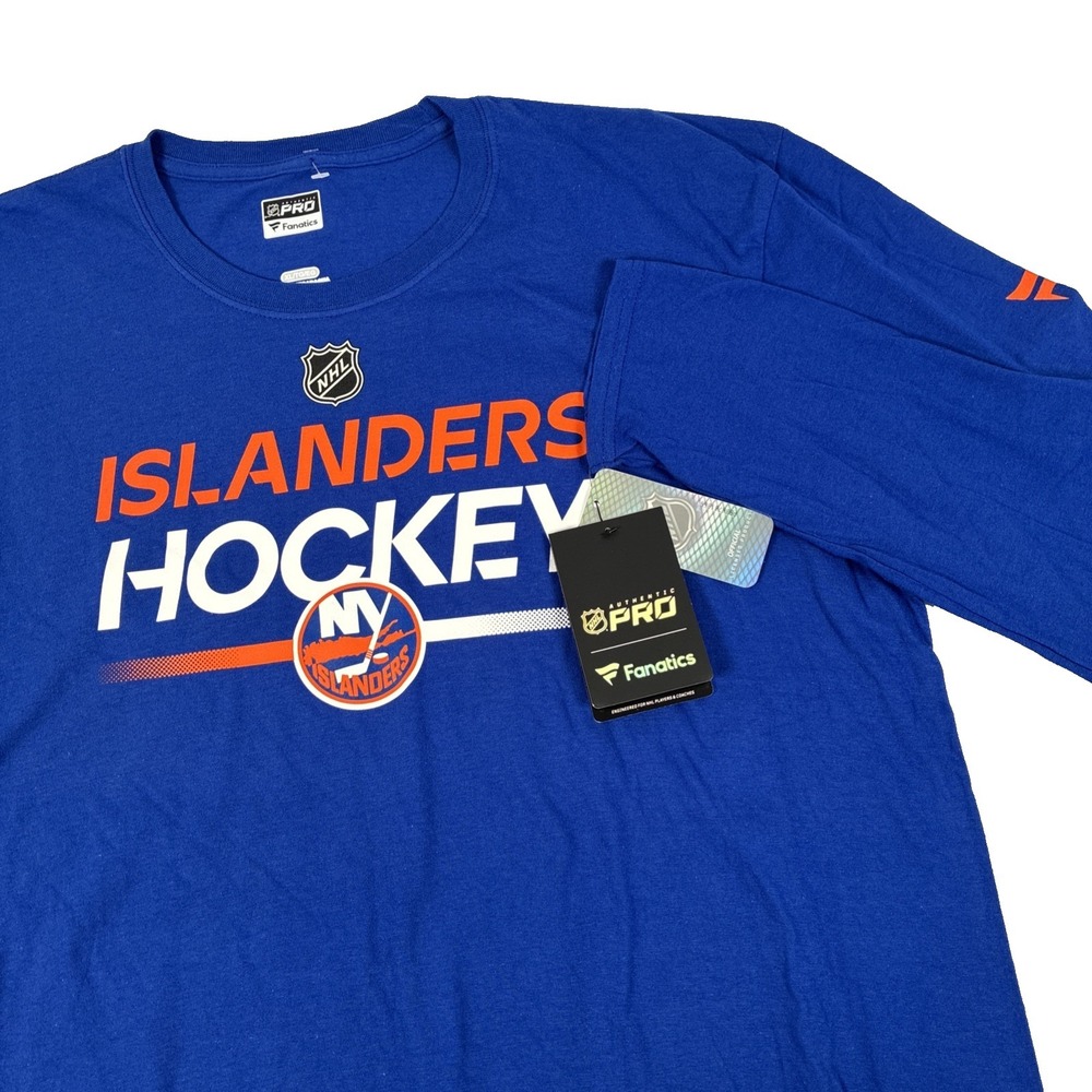 New Mens Fanatics NHL Hockey New York Islanders Long Sleeve T-Shirt Size XL‎ NWT